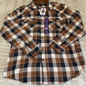 FRYE Jacquard flannel almost black button down. Mens size XXL.